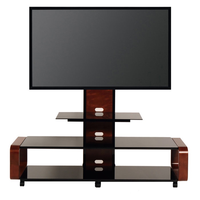 Latitude Run® Bent Wood TV Stand With Mount & Wheel for Up to 85" TVs